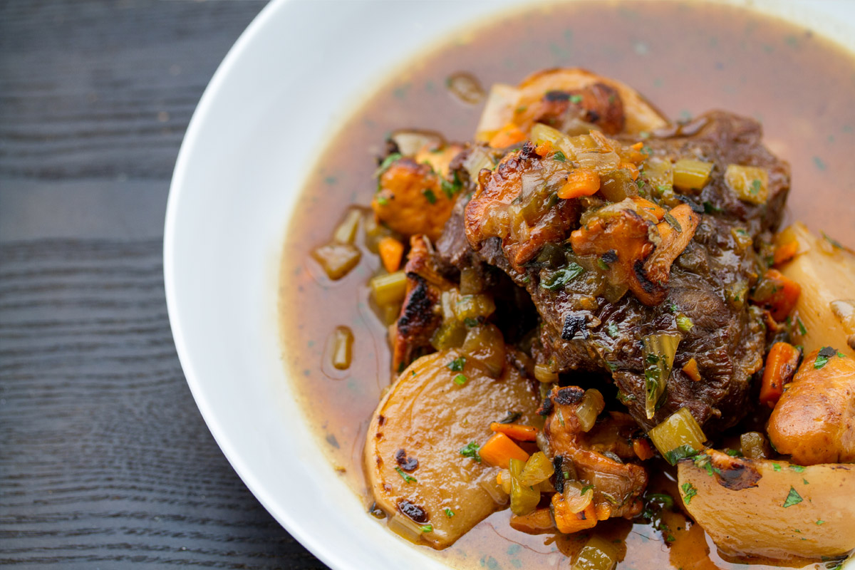 BRAISED BEEF CHEEKS WITH CHANTERELLES