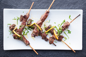 BISON KABOBS WITH LEMON, CHILE & HONEY