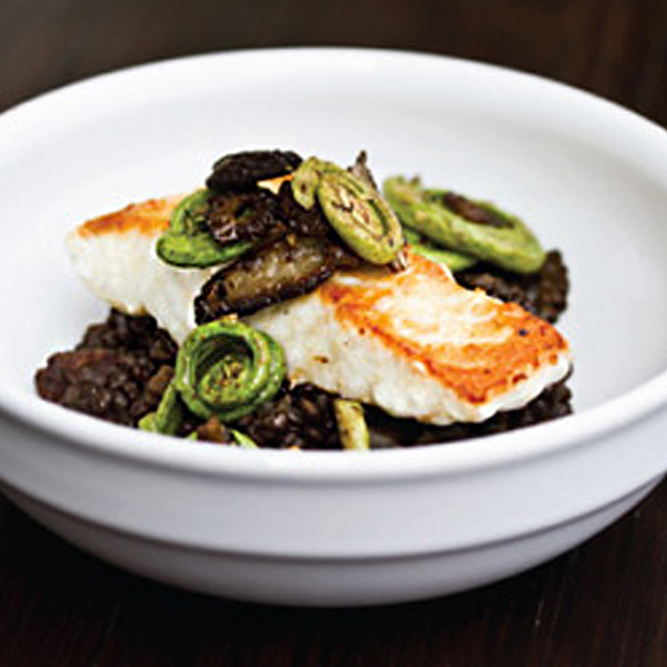 Pan-roasted Sturgeon with Fiddleheads & Morels