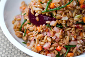 FARRO SALAD WITH ROASTED BEETS, SEA BEANS, FENNEL & CHANTERELLES