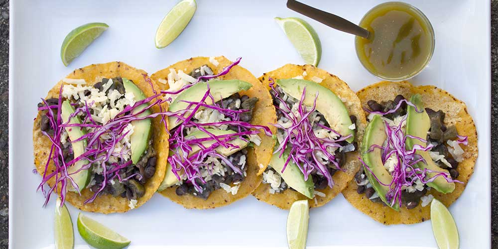 smoky black bean tostada