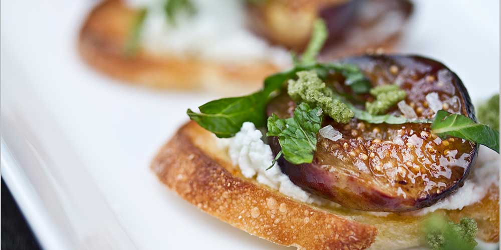 Goat Cheese, Mint & Roasted Fig Crostini