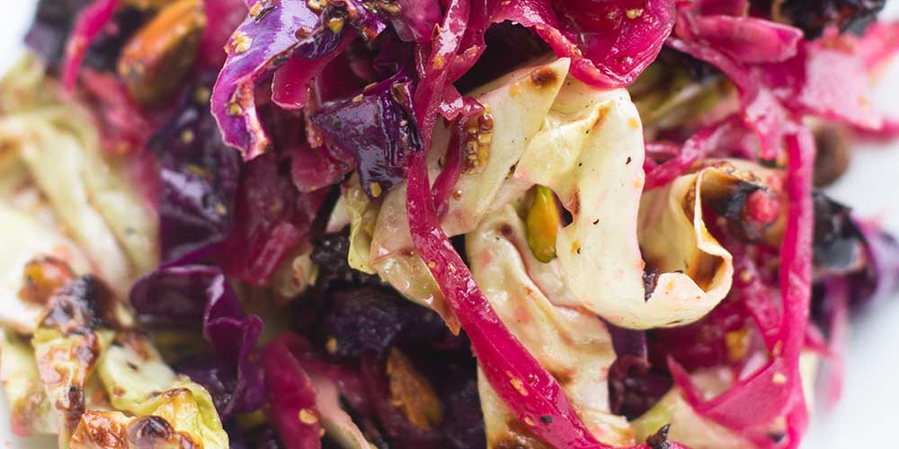 Grilled Cabbage Coleslaw with Beet Kraut & Mustard