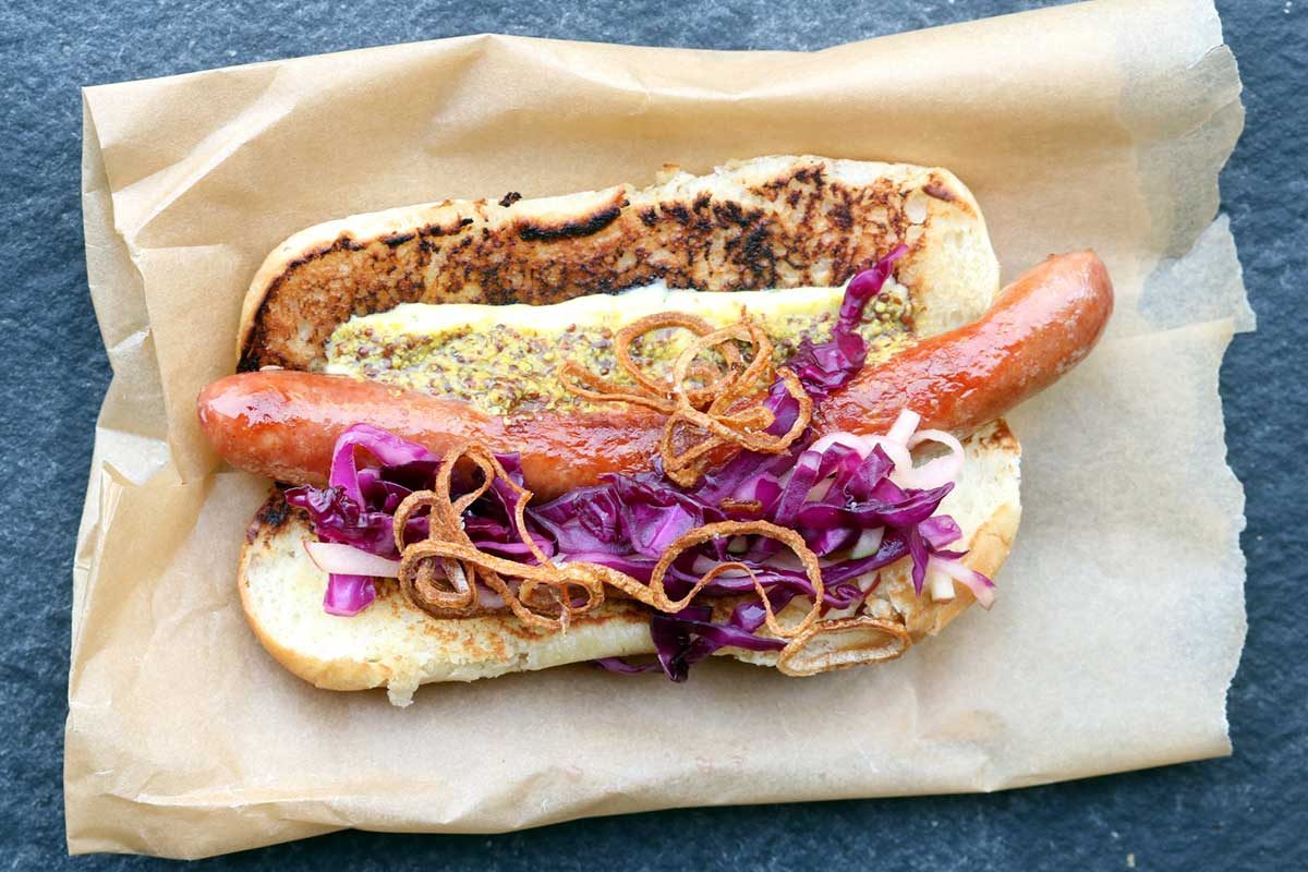 Kurobuta Pork Hot Dog Cabbage Slaw