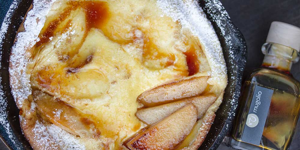 Pinecone Bud Syrup & Apple Dutch Baby