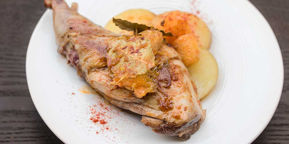 Citrus & Saffron Braised Rabbit Legs with Potatoes 