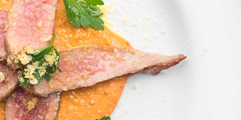 Seared Iberico Pork Secreto with Romesco Sauce