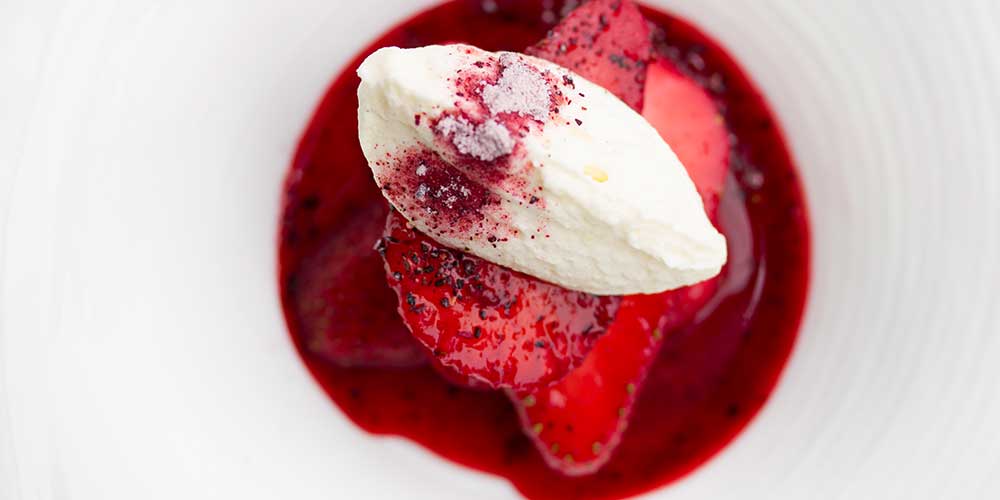 Strawberries with Hibiscus & Cream