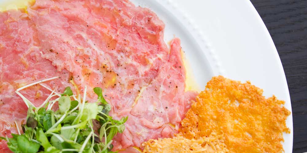 Veal Carpaccio with Parmesan Crisps & Microgreen Salad