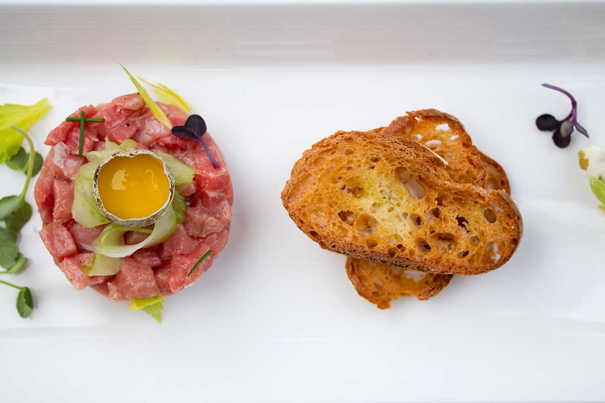 Veal Tartare, Cornichon, Quail Egg & Pickled Celery - Marx Foods Blog