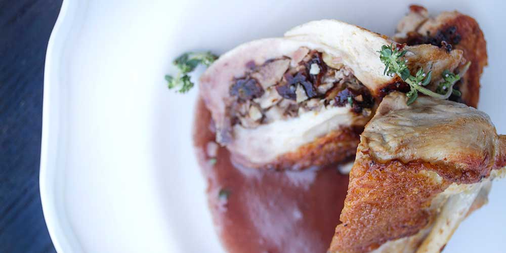 Pheasant Breasts Stuffed with Hazelnut, Bacon & Tart Cherries